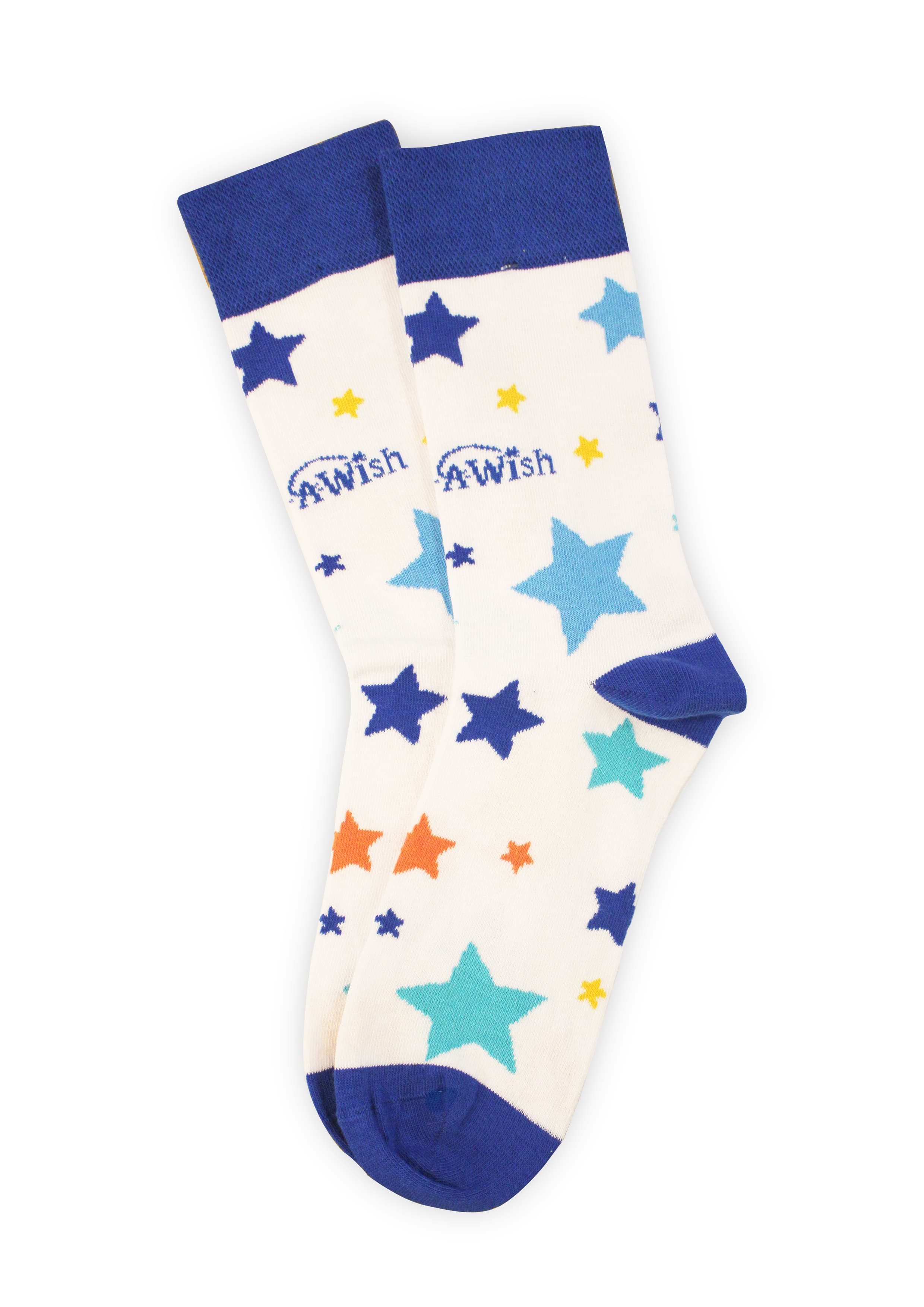 Renkli Yıldız Baskılı Lacivert Çorap