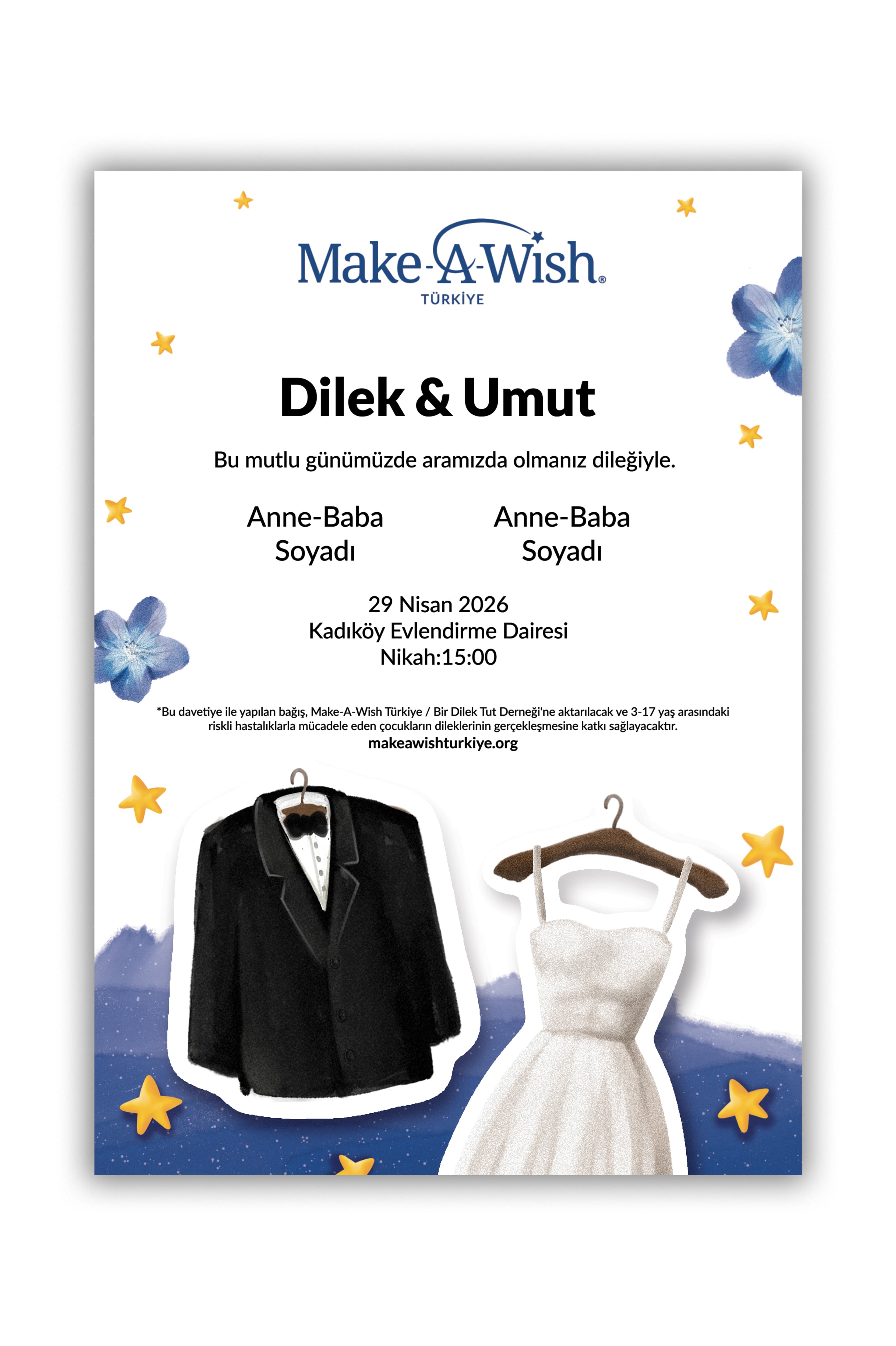 İki Kalp Bir Dilek- Özel Gün Davetiye