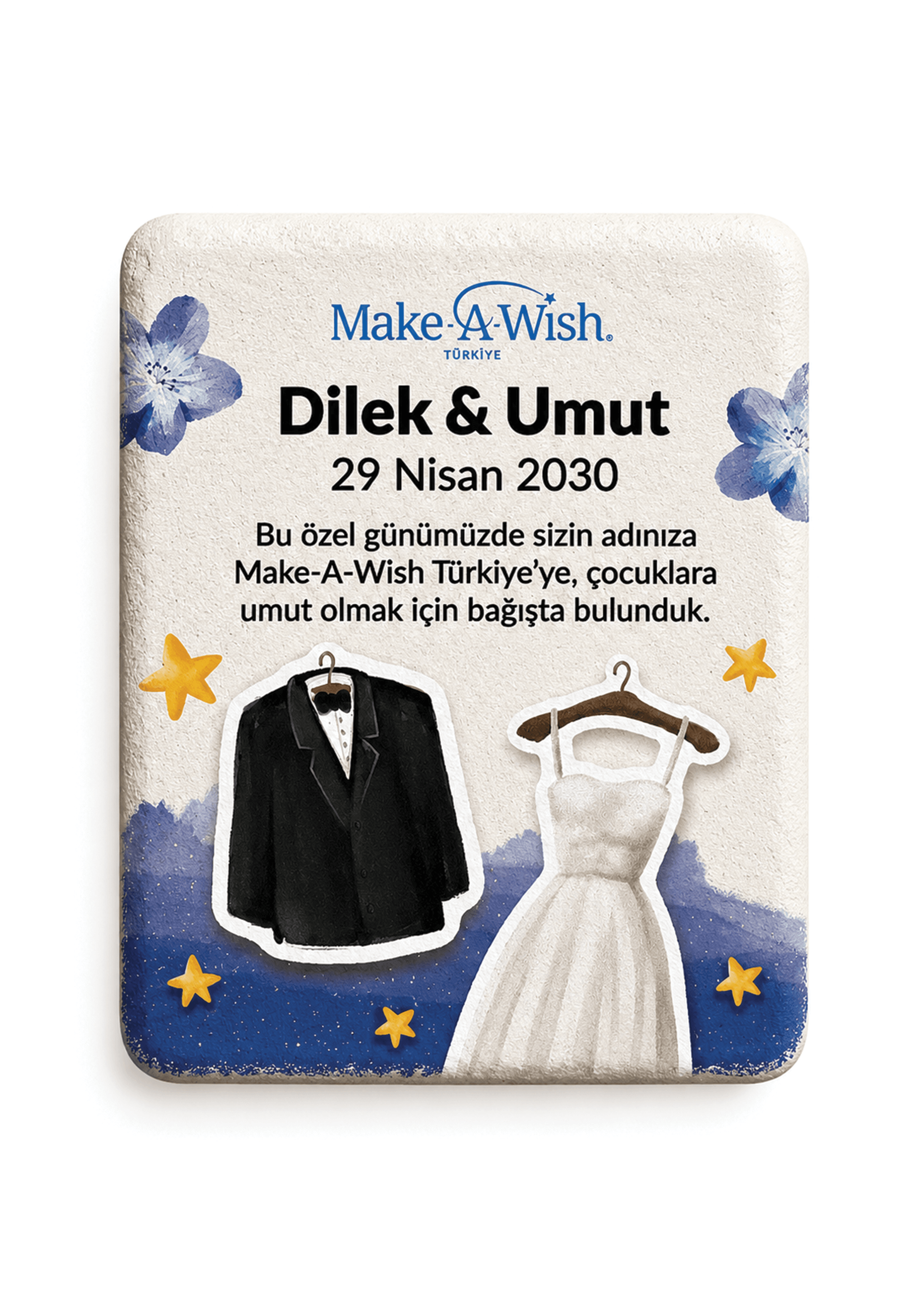 İki Kalp Bir Dilek- Özel Gün Taş Magnet